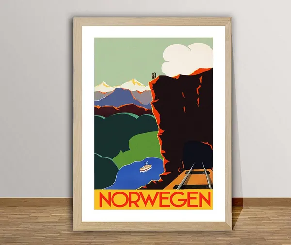 Norwegen Vintage Travel Poster, Retro Norway Poster