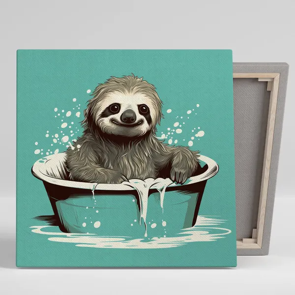 Sloth Bathing Bliss, Whimsical Contemporary Art Print
