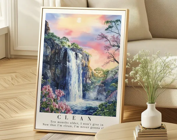 1989 Waterfall Watercolor Art Print, Dreamy Core