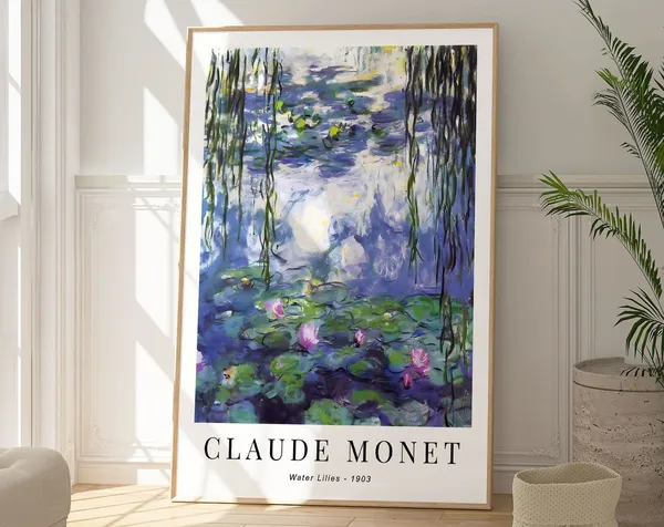 Monet-Inspired Water Lilies, Modern Botanical Poster