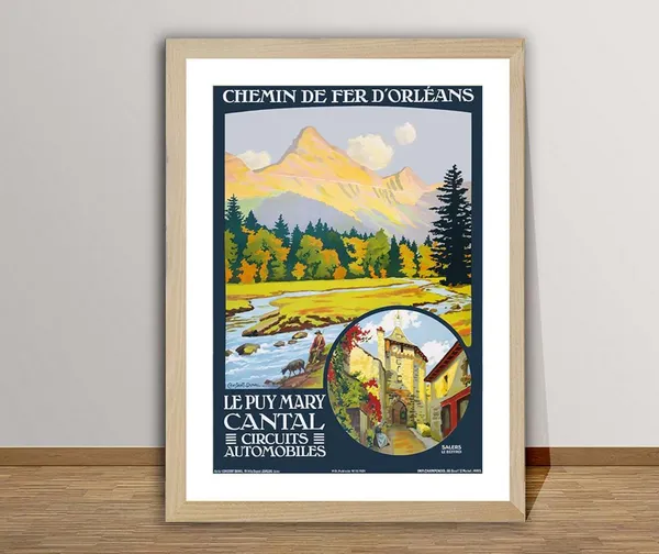 Le Puy Mary Cantal France Vintage Travel Poster