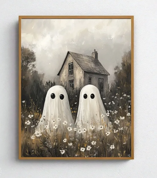 Ghosts Halloween Decor, Spooky Vintage Poster
