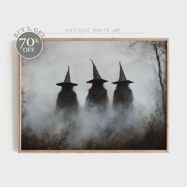 Halloween Witchy Prints, Rustic Farmhouse Wall Art