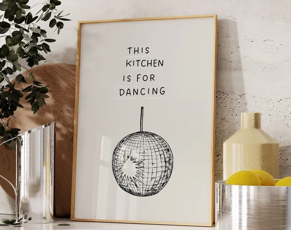 Vintage Disco Ball Print, Retro Kitchen Wall Art