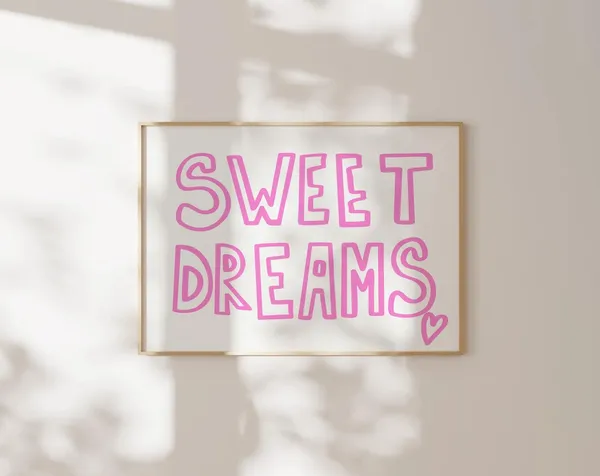 Sweet Dreams Mid-Century Bedroom Art Print