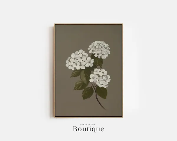 Hydrangea Botanical Art Print, Classic Floral Study