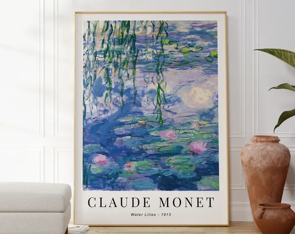 Claude Monet Blue Water Lilies Botanical Poster Print