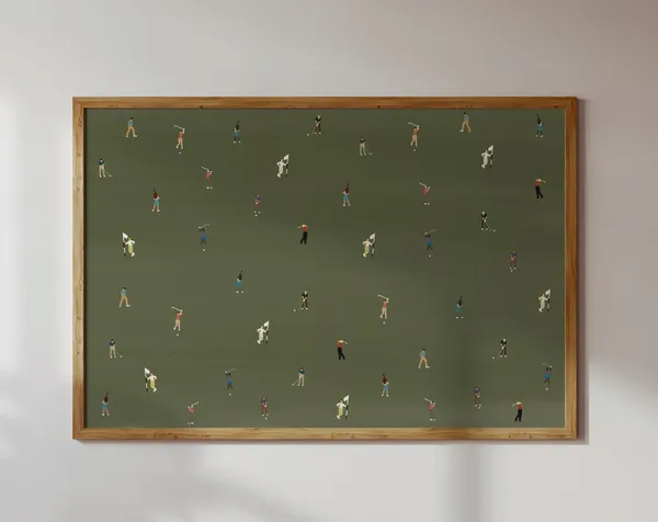 Tiny Golfers Retro Minimalist People Art Print