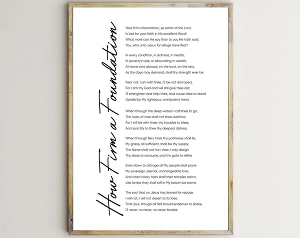 How Firm a Foundation Christian Hymn Quote Art Print