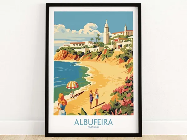 Albufeira Portugal Travel Poster, Europe Wall Art
