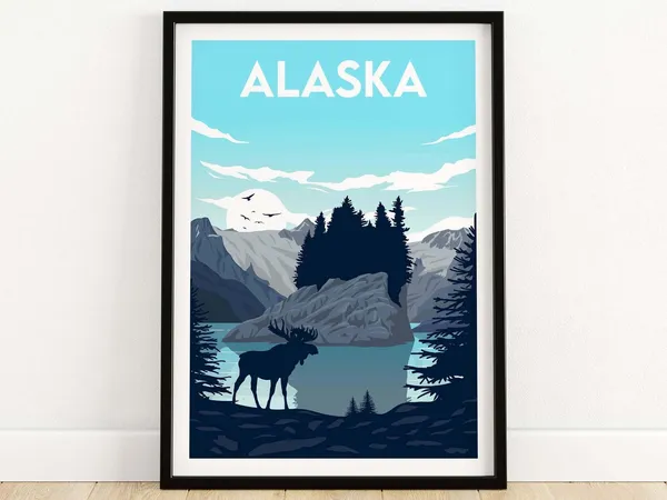 Alaska Minimalist Travel Poster, Wall Art Print