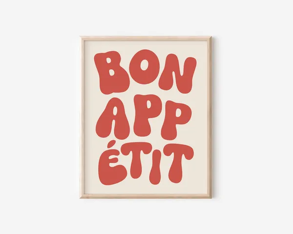 Bon Appetit Typography Poster, Kitchen Wall Art