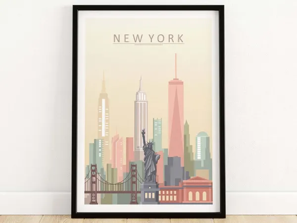 New York Skyline Art Print, NYC Cityscape Decor