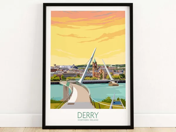 Derry Travel Poster, Northern Ireland Wall Art