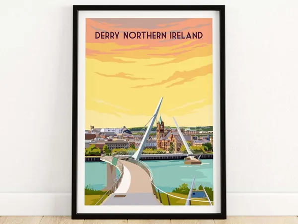 Derry Poster Print, Northern Ireland Travel Poster