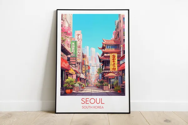 Seoul Travel Poster, South Korea Custom Personalised