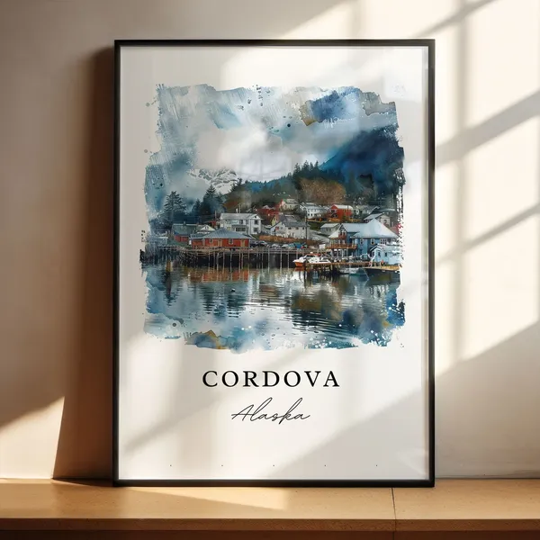 Cordova Alaska Watercolor Travel Poster
