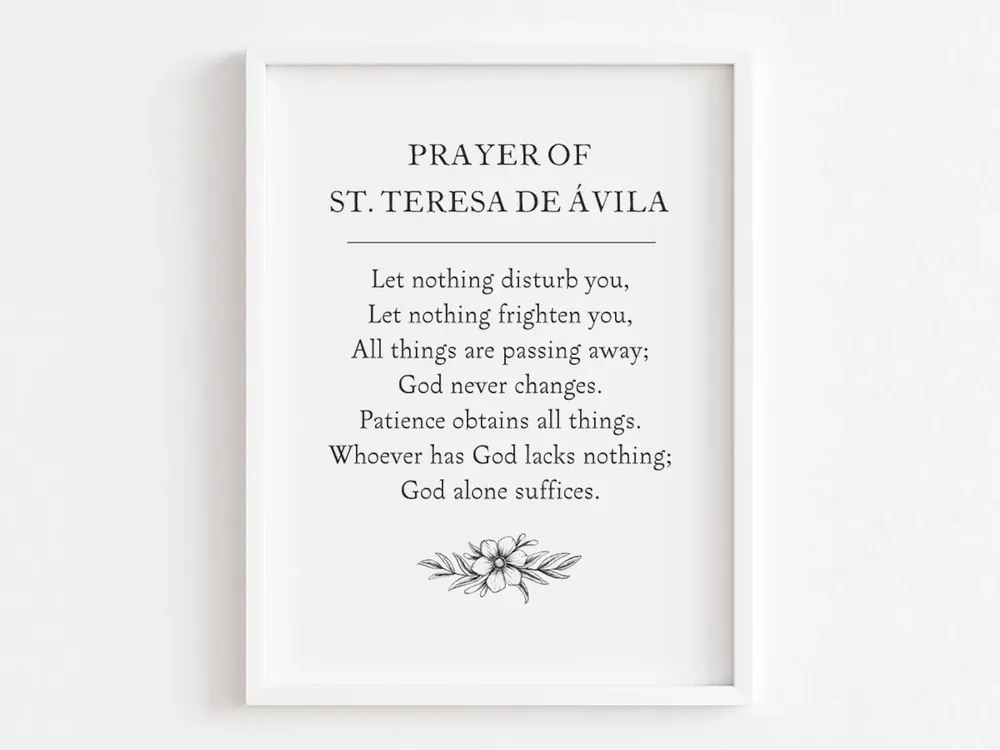 Saint Teresa Of Avila Prayer Quote, Faith Art Print