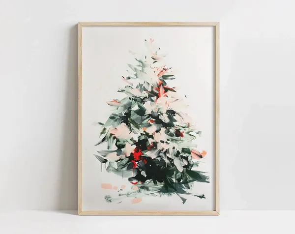 Modern Abstract Christmas Tree Holiday Wall Art Print