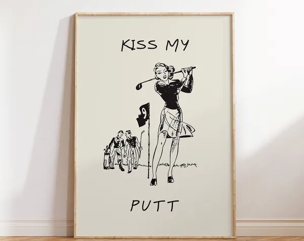 Vintage Golf Female Golfer Poster, Funny Golf Pun