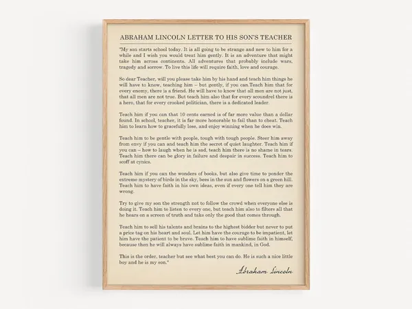 Abraham Lincoln Letter To His Sons, Art Print