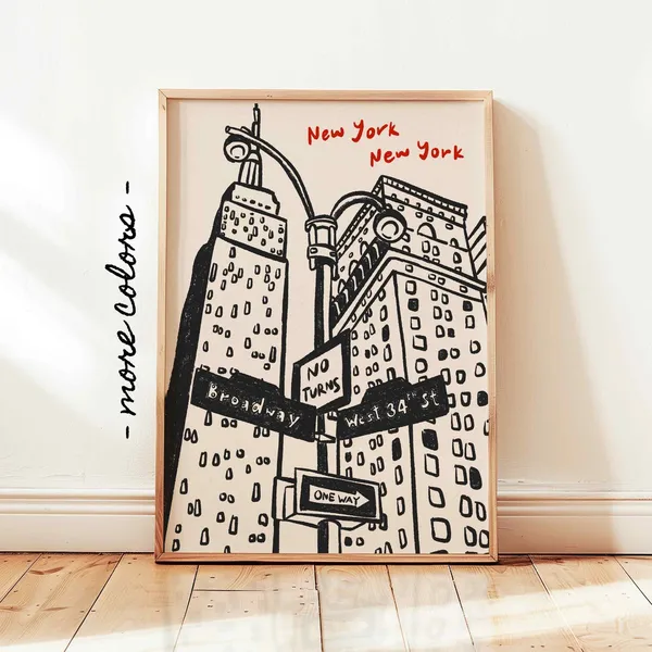 New York City Vintage Skyline Travel Poster