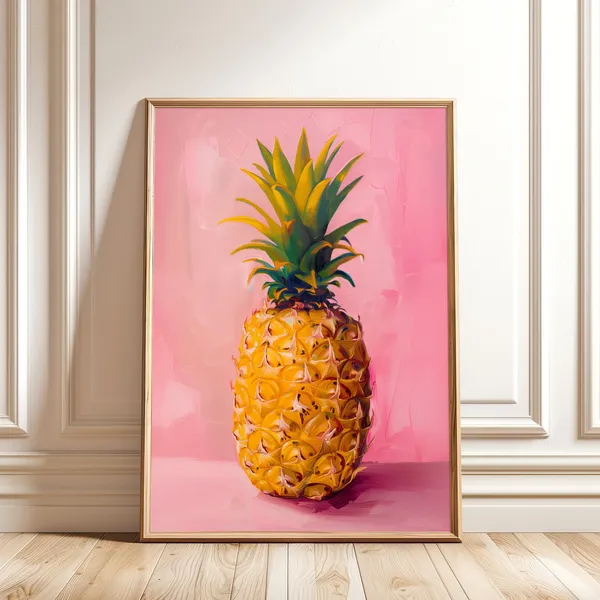 Pink Pineapple Painting, Tropical Fruit Art Print