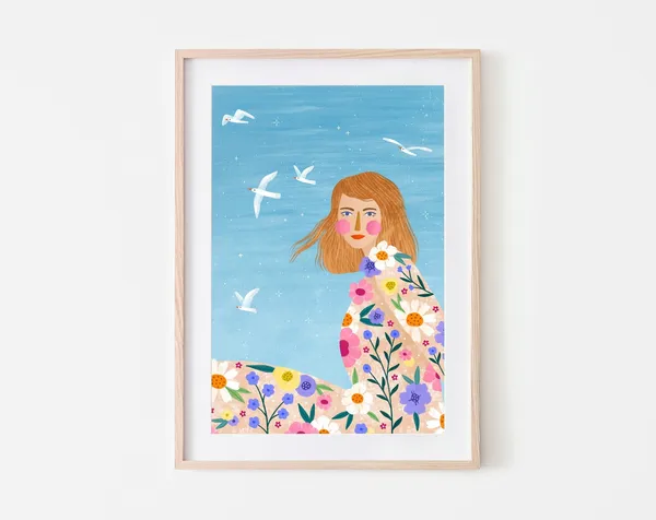 Taylor Illustrated Art Print, Floral Fan Art Decor