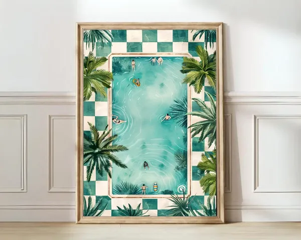 Swimming Pool Watercolor Vacation Travel Poster