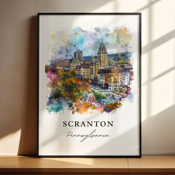 Scranton, PA Watercolor Travel Poster Art Print