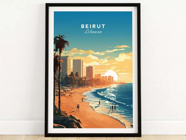 Beirut Lebanon Travel Poster, Art Print