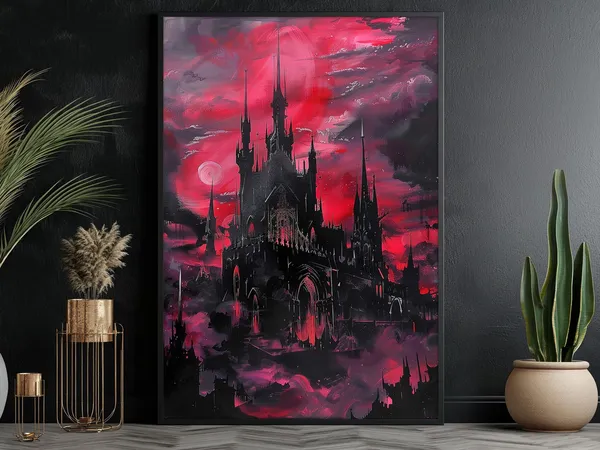 Dark Dracula Castle Spooky Palace Halloween Art Print