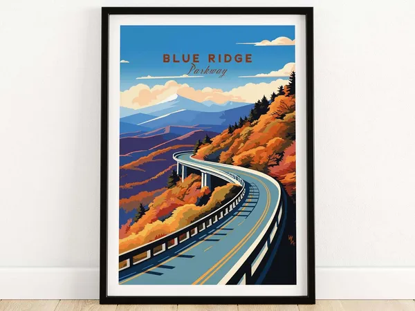 Blue Ridge Parkway Travel Poster, Scenic Route Print