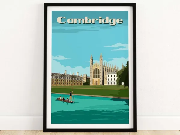 Cambridge Travel Poster, King's College England