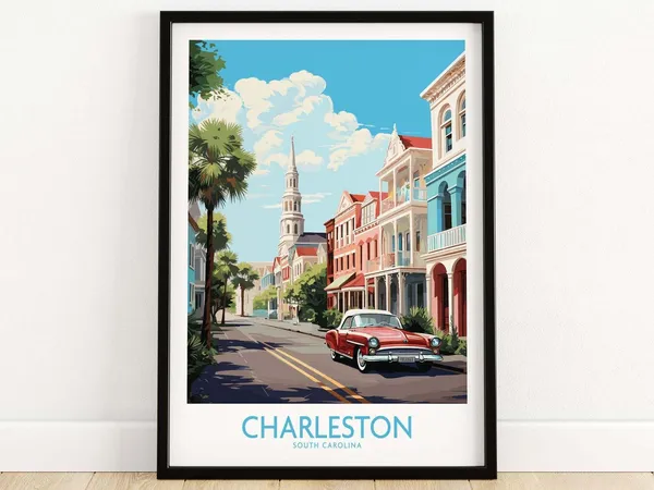 Charleston Travel Poster, Home Decor Wall Art