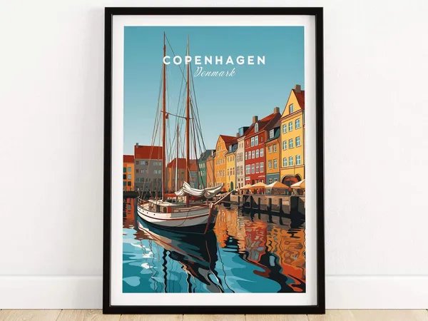 Copenhagen Travel Poster, Nordic Style Art Print