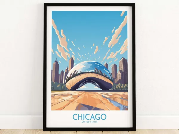 Chicago Travel Poster, Home Decor Wall Art
