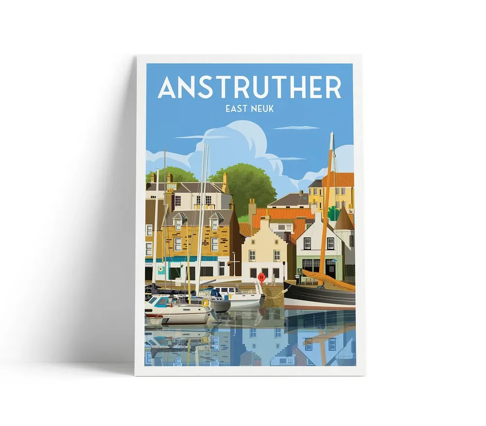 Anstruther Harbour Travel Poster, East Neuk Fife