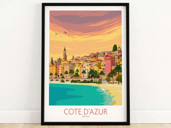Cote D'Azur French Riviera Travel Poster, France