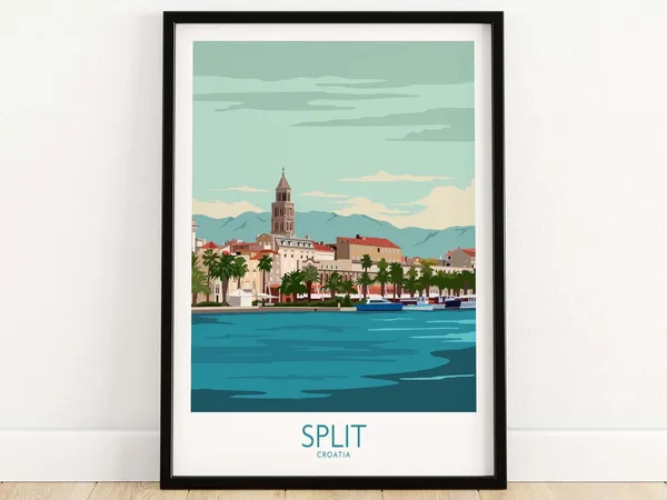 Croatia Split Travel Poster, Croatian Home Decor