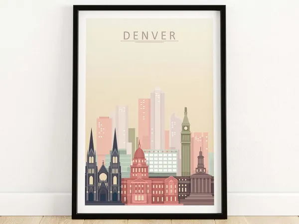 Denver Skyline Art Print, Colorado Travel Poster
