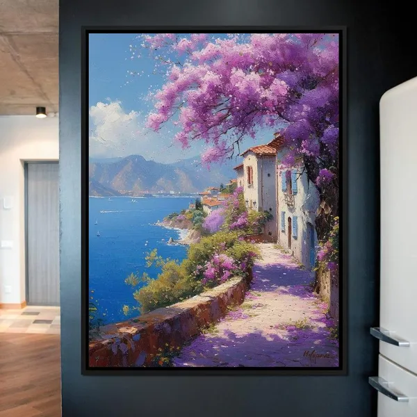 Coastal Bloom Promenade, Mediterranean Art Print
