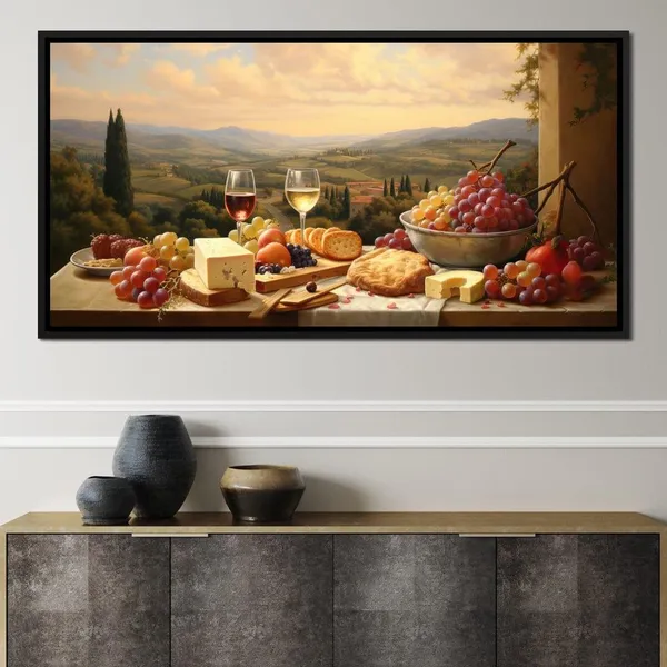 Wine Cheese Valley Rustic Kitchen Art Print
