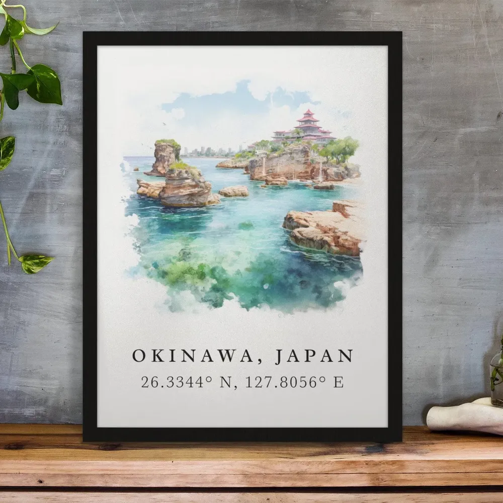 Okinawa Watercolor Travel Poster, Japan Wall Art - Image 3
