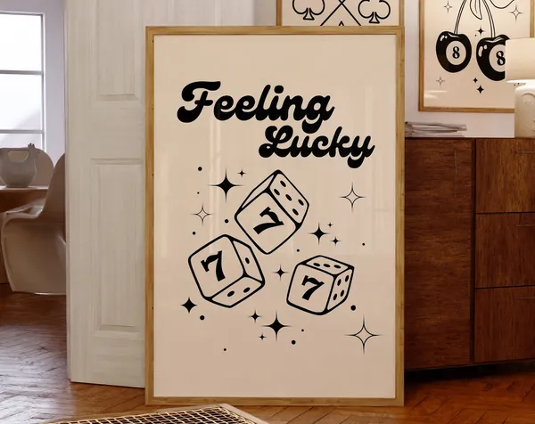 Feeling Lucky 777 Poster, Lucky Wall Decor