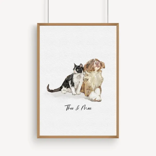 Custom Pet Portrait Dog Watercolor Art Print