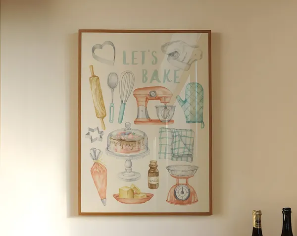 Baking Retro Print, Bakery Decor Art Print