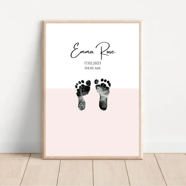 Personalised Pastel Baby Footprint Keepsake Art Print