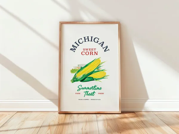 Farmhouse Corn Retro Kitchen Art Print