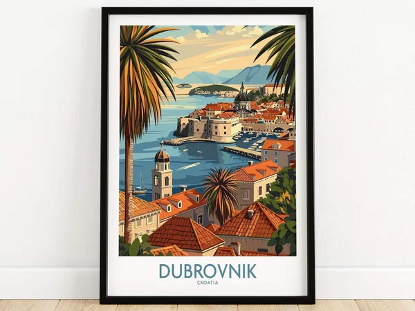Dubrovnik Travel Poster, Europe Wall Art Decor